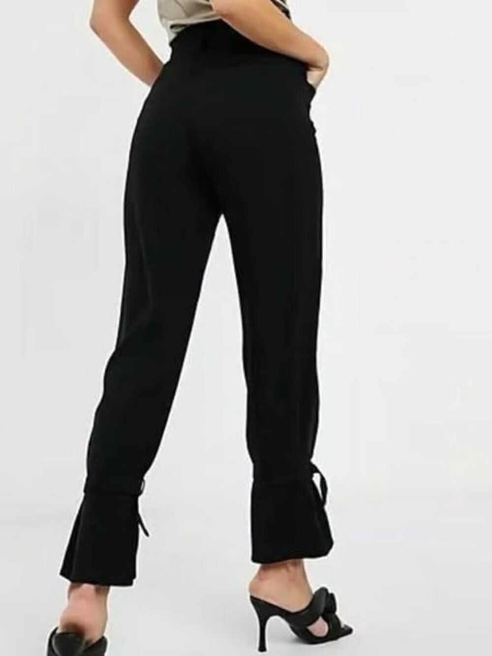 & Other Stories Womens Black Tie Waist Leg Pants Size 2